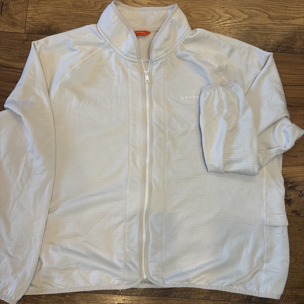 Merrell Jacket Mens 2XL‎ Beige/Cream Full Zip Grid Fleece Performance Outdoor